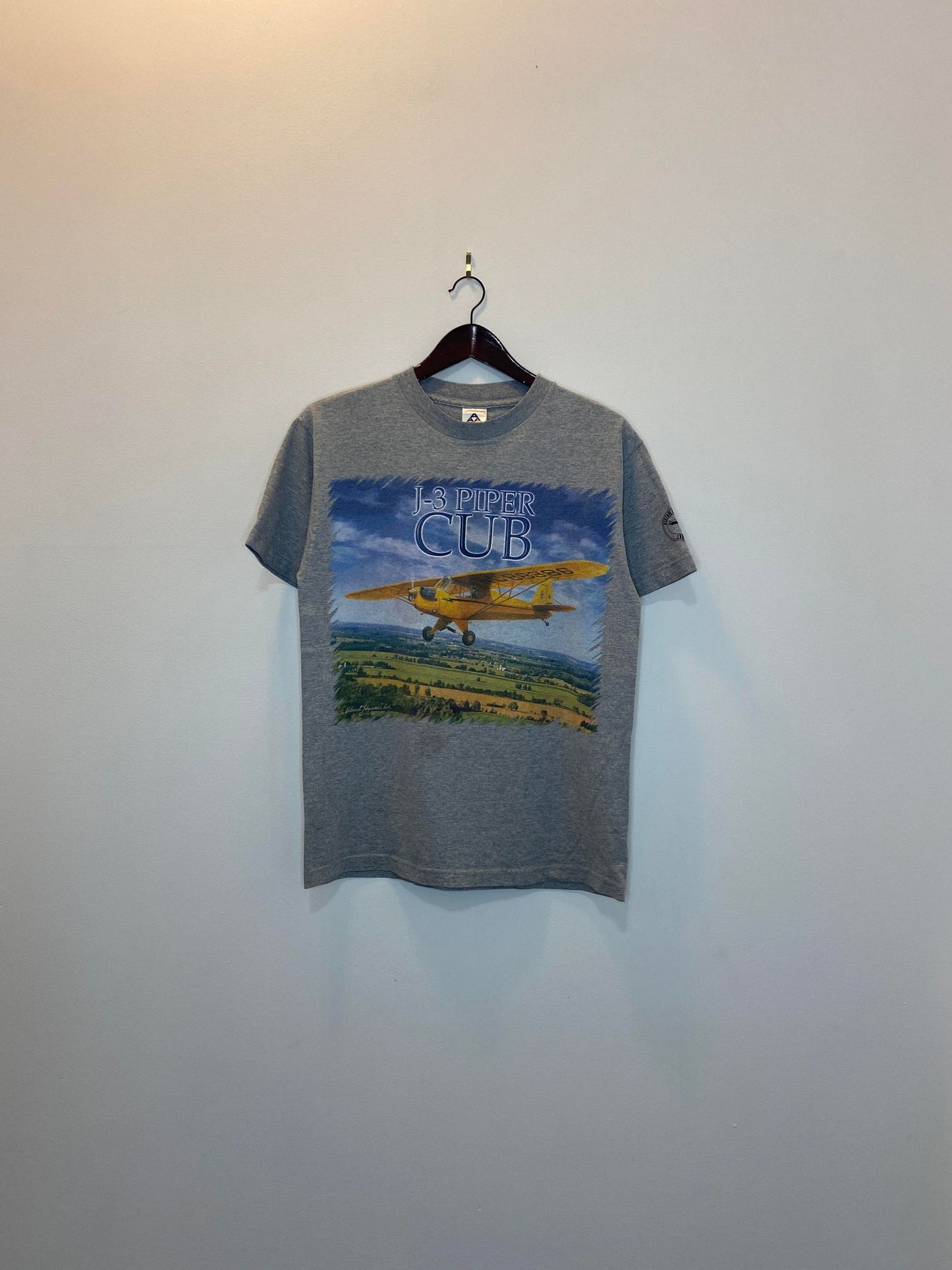 Alstyle Apparel x Labusch Skywear Inc. x J-3 Piper Cub Aircraft Plane Grey Graphic Tee - M