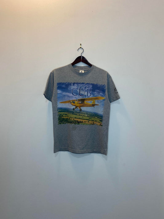 Alstyle Apparel x Labusch Skywear Inc. x J-3 Piper Cub Aircraft Plane Grey Graphic Tee - M