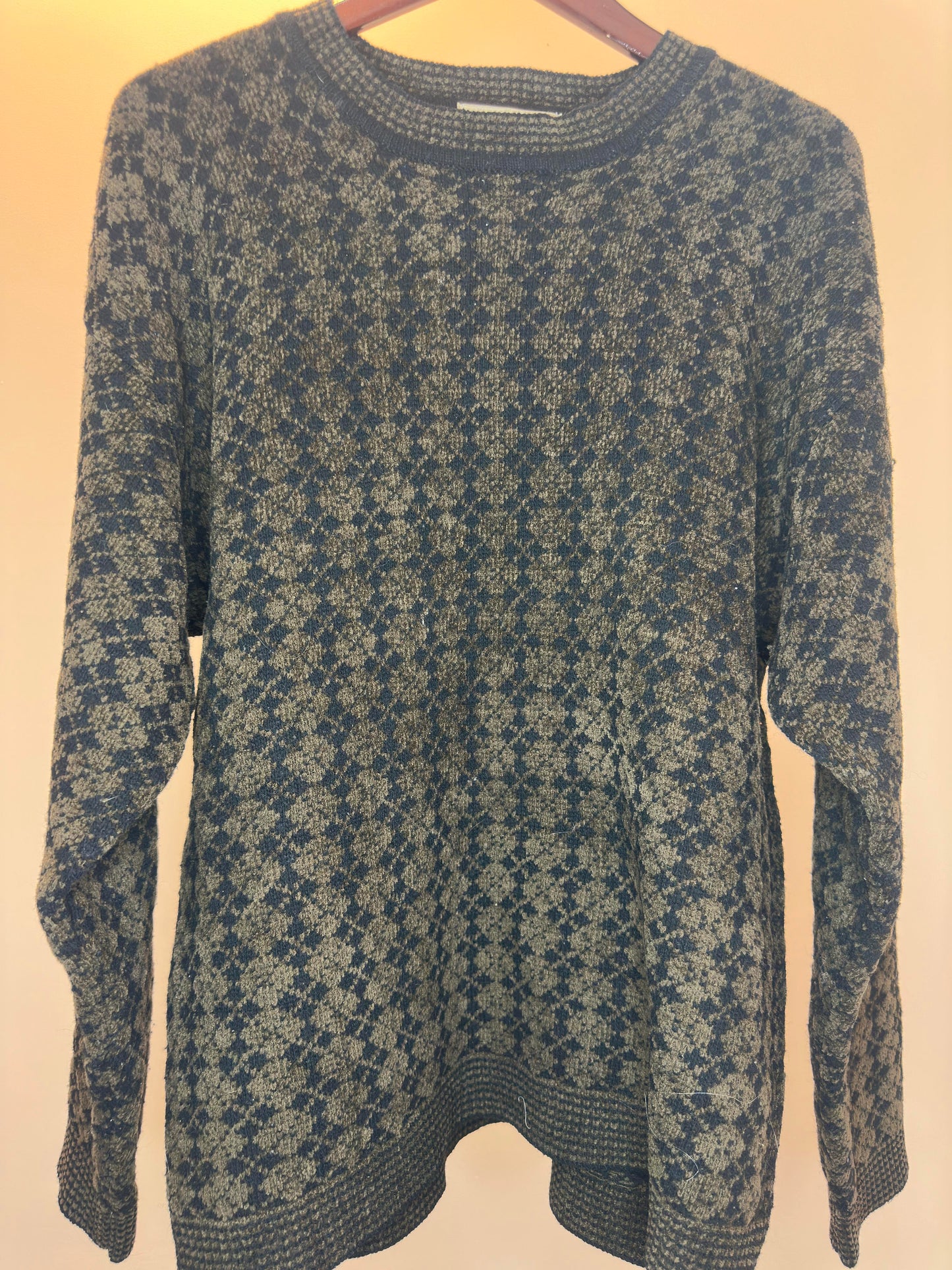 VTG x Studio x Brown/Black Patterned Wool Knit Pullover Sweater - XL