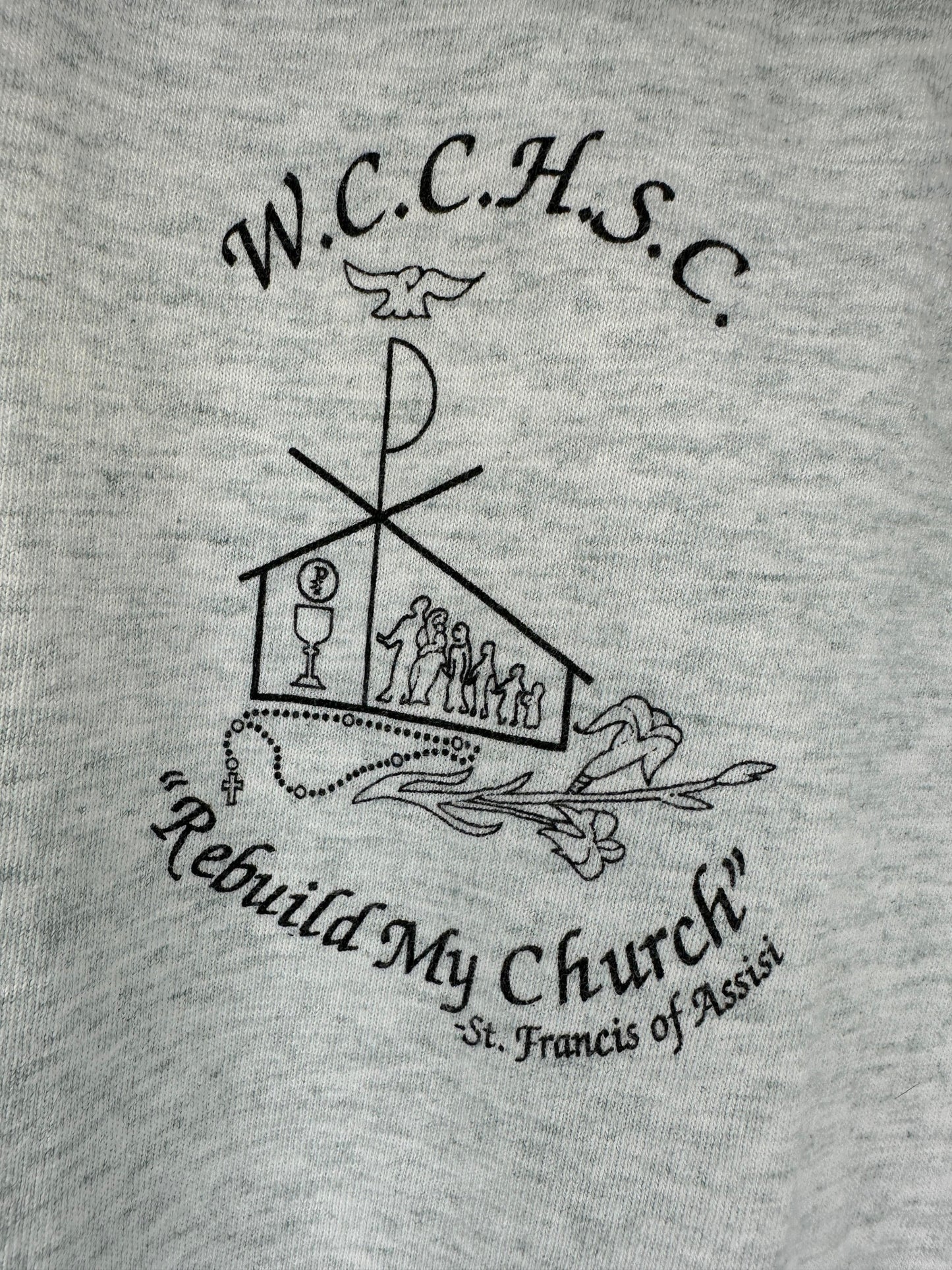 VTG x St. Francis of Assisi x Jesus & Mary x Grey Essential Religious Graphic Tee - L