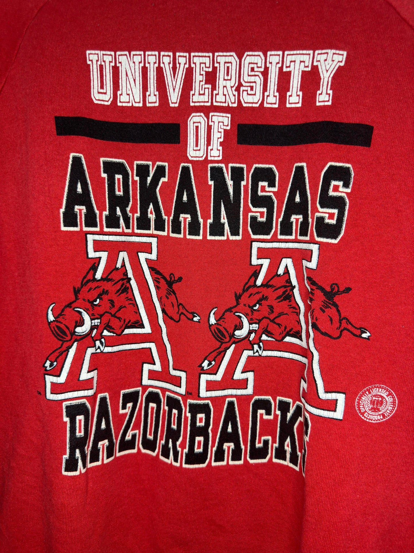 VTG x EBERT Sportswear x University of Arkansas x Razorbacks x 80s Red Pullover Crewneck - XL