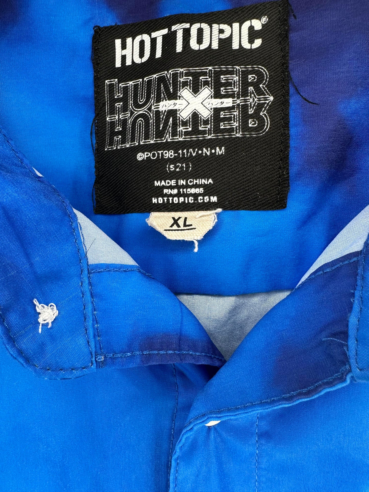 Hot Topic x HUNTERxHUNTER x AOP Blue Short Sleeve Button Up - XL