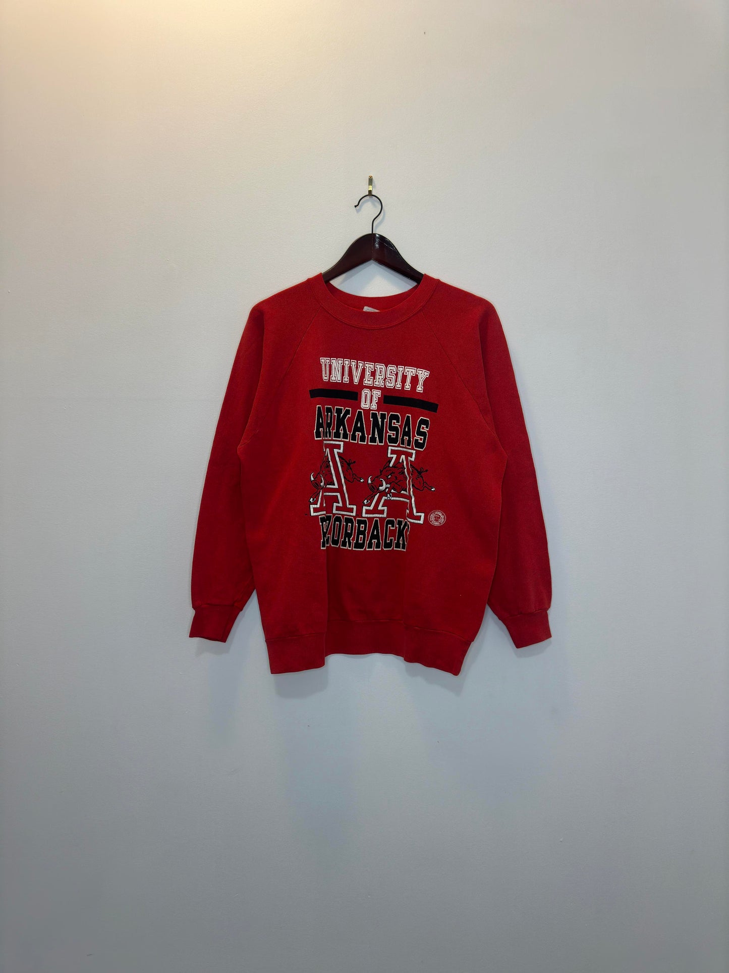 VTG x EBERT Sportswear x University of Arkansas x Razorbacks x 80s Red Pullover Crewneck - XL