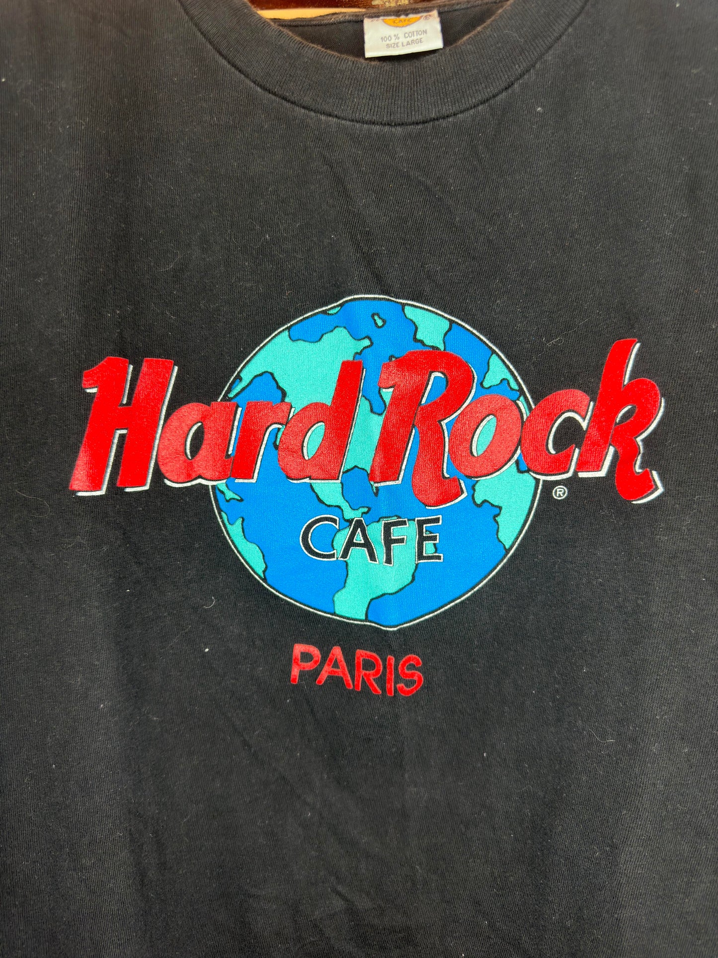 VTG x Hard Rock Cafe x PARIS x  Black Essential Graphic Tee - L