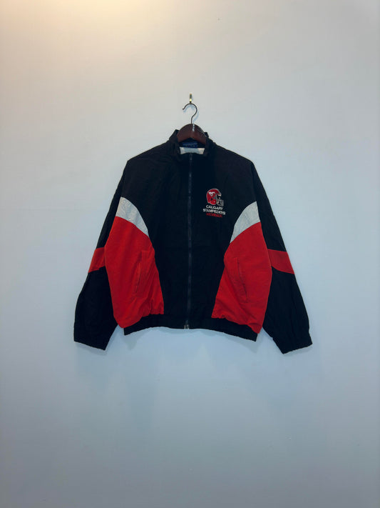 CFL x Calgary STAMPEDERS Members x Softwear Athletics x Black/Red Full Zip Windbreaker Jacket- M