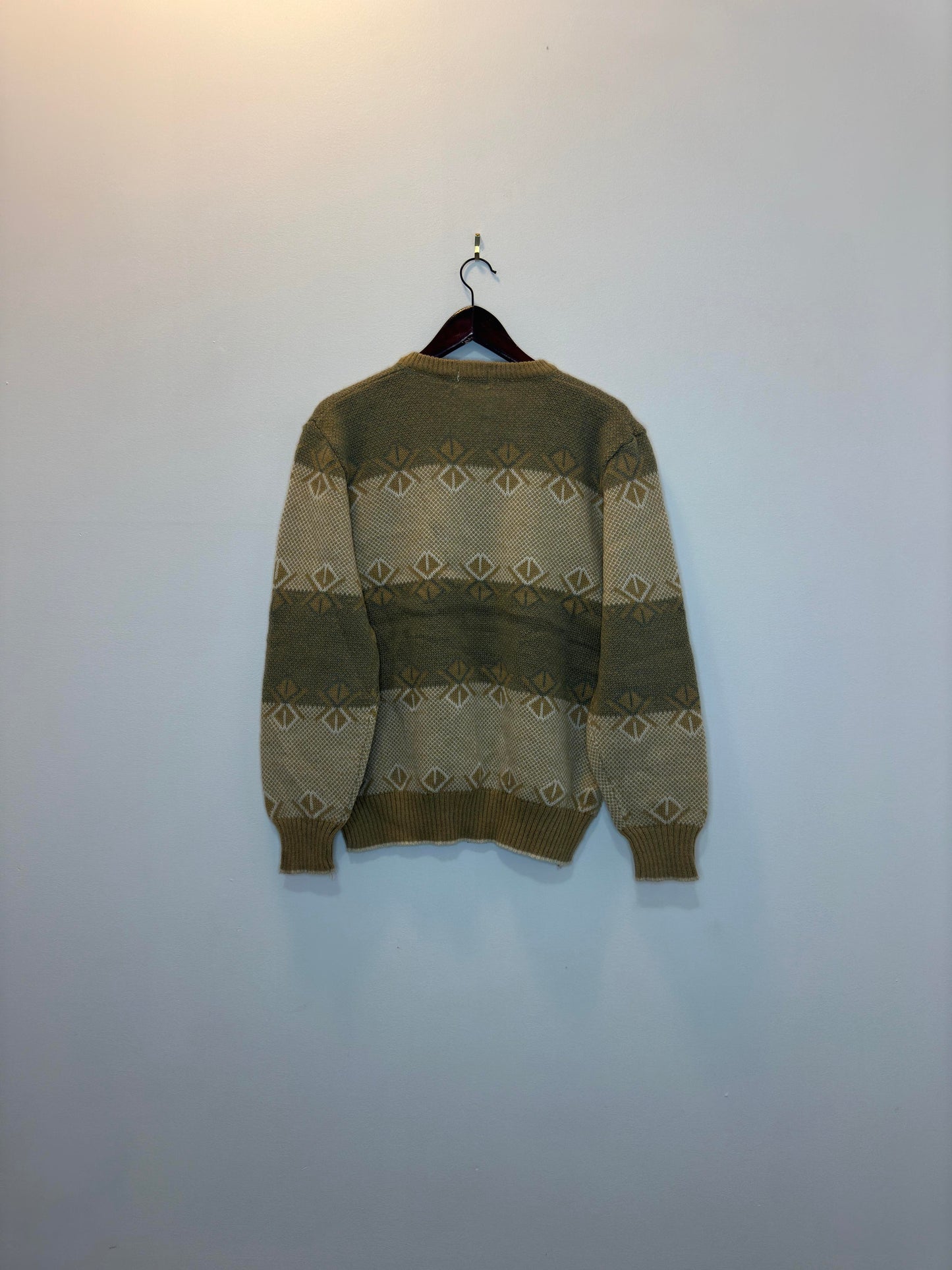 VTG x CHANGES x V-Neck Wool Knit Pullover Sweater - L