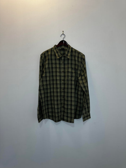 OAKLEY x Green Checkered Pattern Long Sleeve Button Up - XL