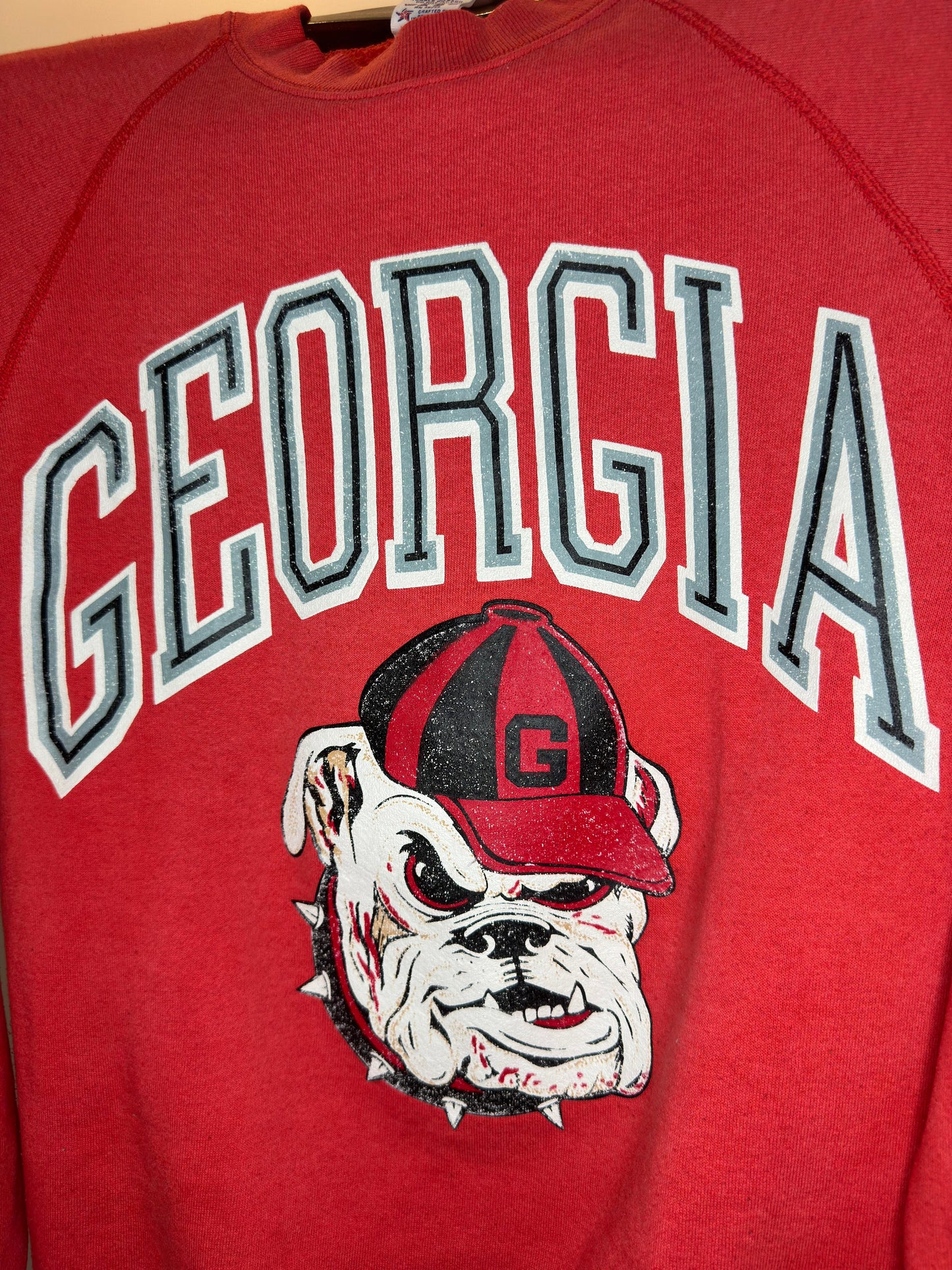 VTG x SOFFE Sweats x University of Georgia x BULLDOGS x 80s Red Pullover Crewneck - M