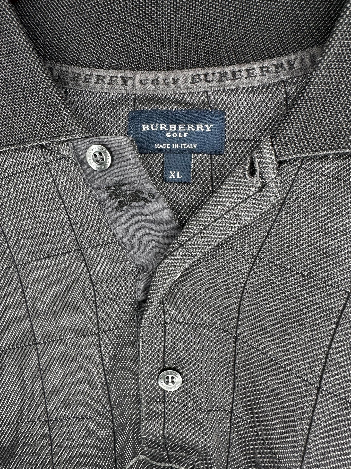 Burberry Golf x Grey Checkered Short Sleeve Polo Shirt - XL