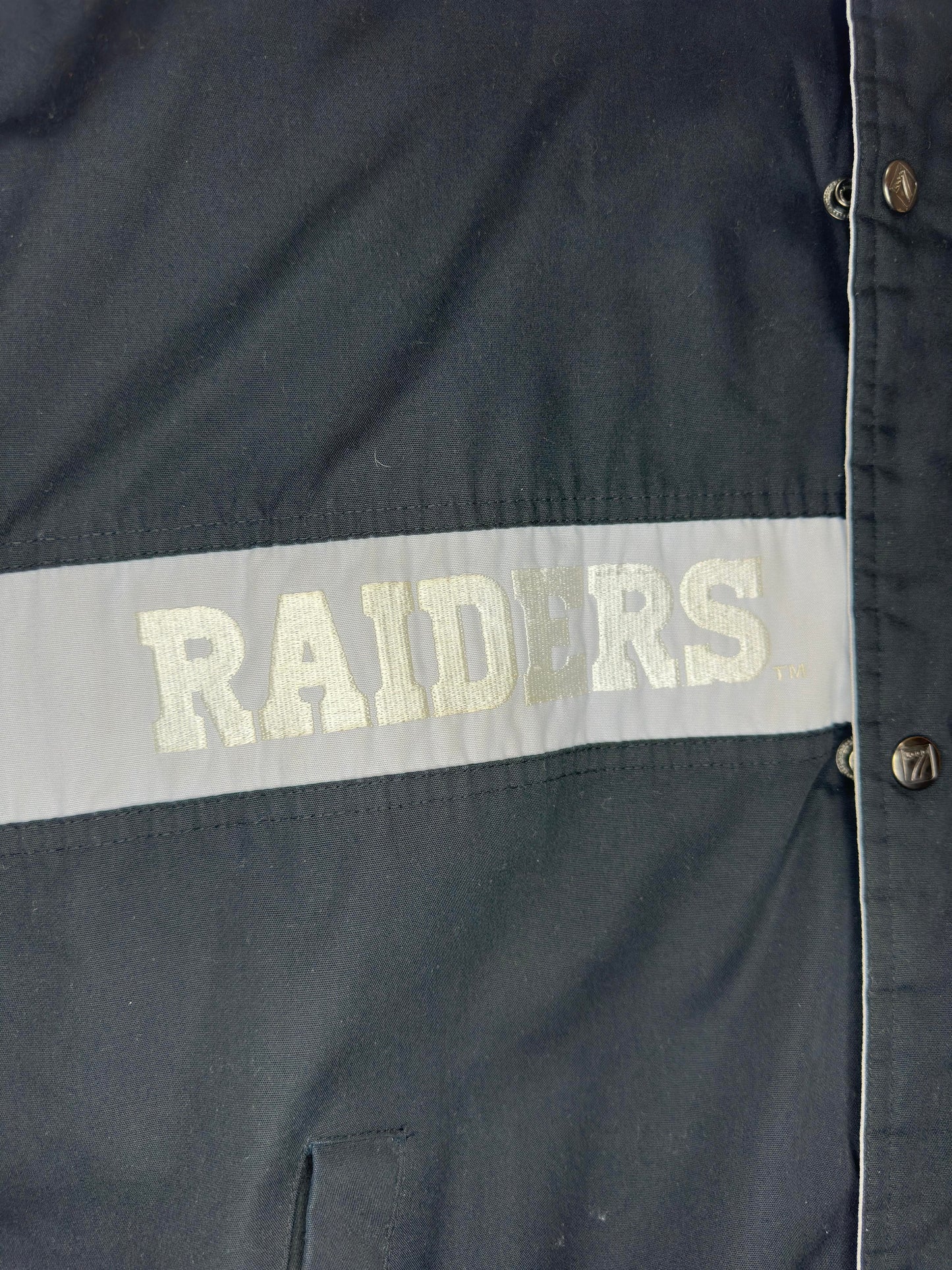 VTG x Logo 7 x NFL x Oakland RAIDERS x Full Zip Insulated Black/Grey Sport Jacket - L