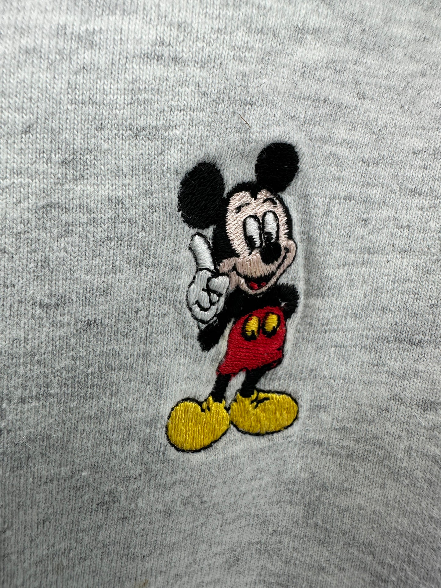 VTG x DISNEY Original x Grey Mickey Embroidered Short Sleeve Polo Shirt - No Tag (L/XL)