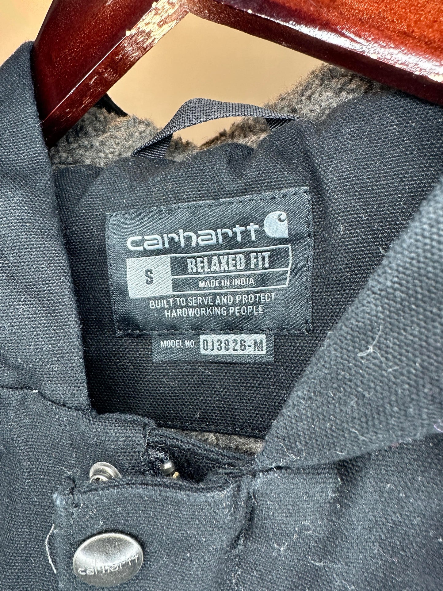 CARHARTT x Relaxed Fit 4 Pocket Sherpa Lined Full Zip Black Jacket - S