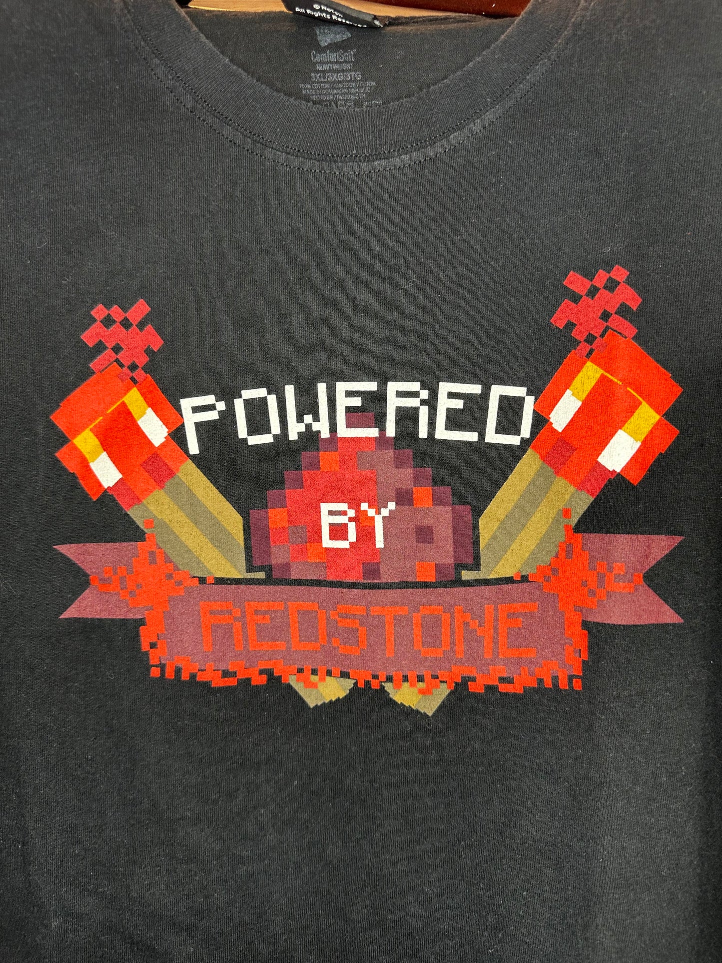 Y2K x MINECRAFT x JINX x Notch x Black "Powered by REDSTONE" Promo Graphic Tee - XXXL