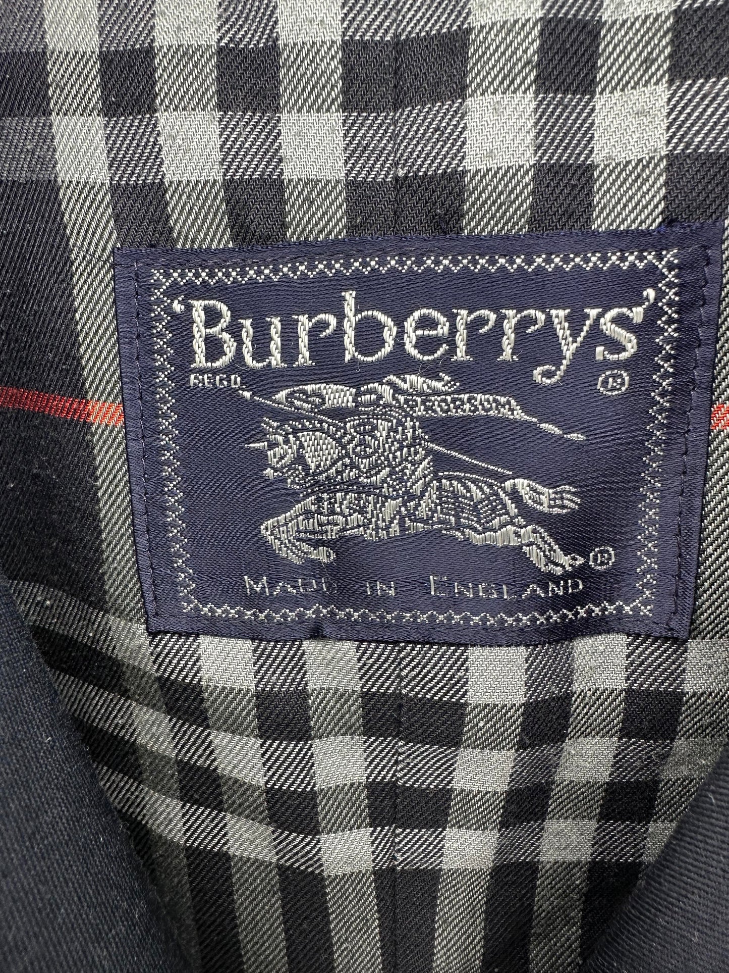 VTG x BURBERRY x 80's Burberry's Checkered Liner Navy Trench Coat  x - Women's 6 Petite