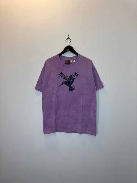 VTG x DAGOLI x Purple Tie-Dye "Radiant Humming Bird" Indigenous Style Graphic Tee - M