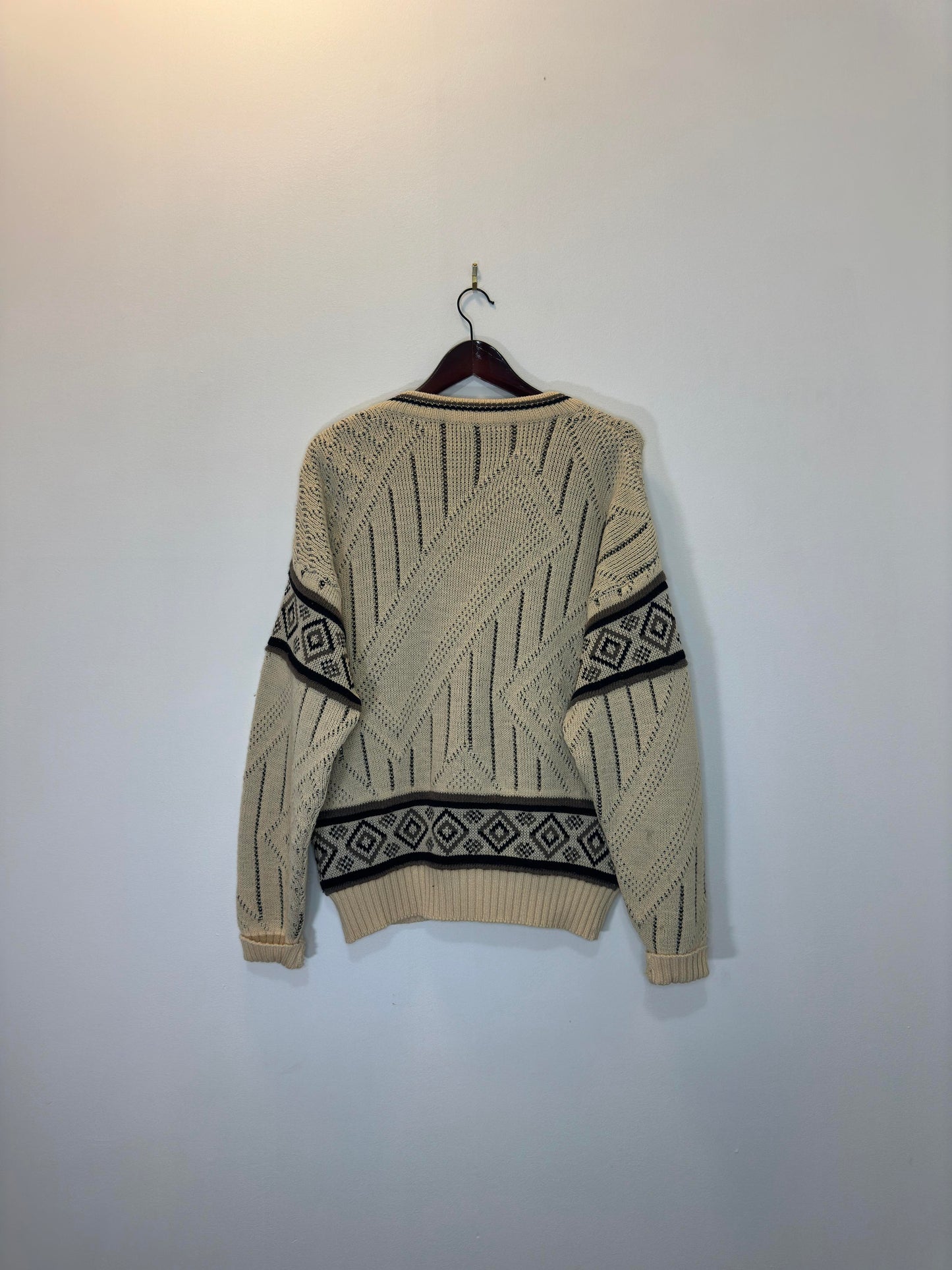 VTG x KALAROO x Pure Wool 3D Knit Button Up Cardigan - M