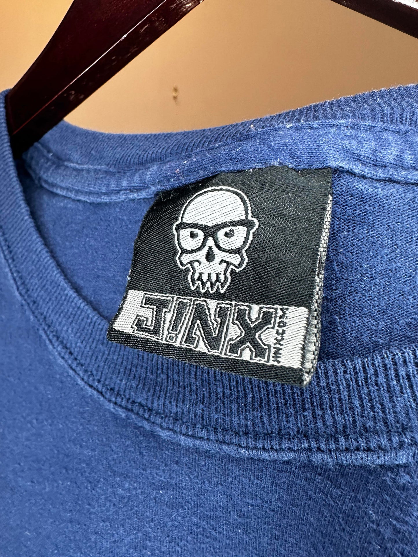 Y2K x JINX x RUNESCAPE x Navy Blue "Ni." Cavalry Graphic Tee - Faded Tag (XL/XXL)