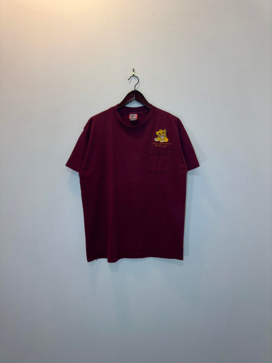 VTG x DISNEY x Lion King x Maroon Simba "I Can't Wait to Be King" Embroidered Pocket Tee - L/XL