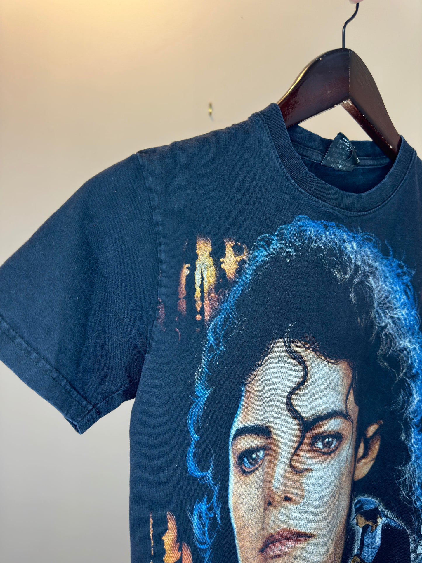 Y2K x Michael Jackson x King of Pop x Black Big Print Boot Graphic Tee - S (Fits Like XS)