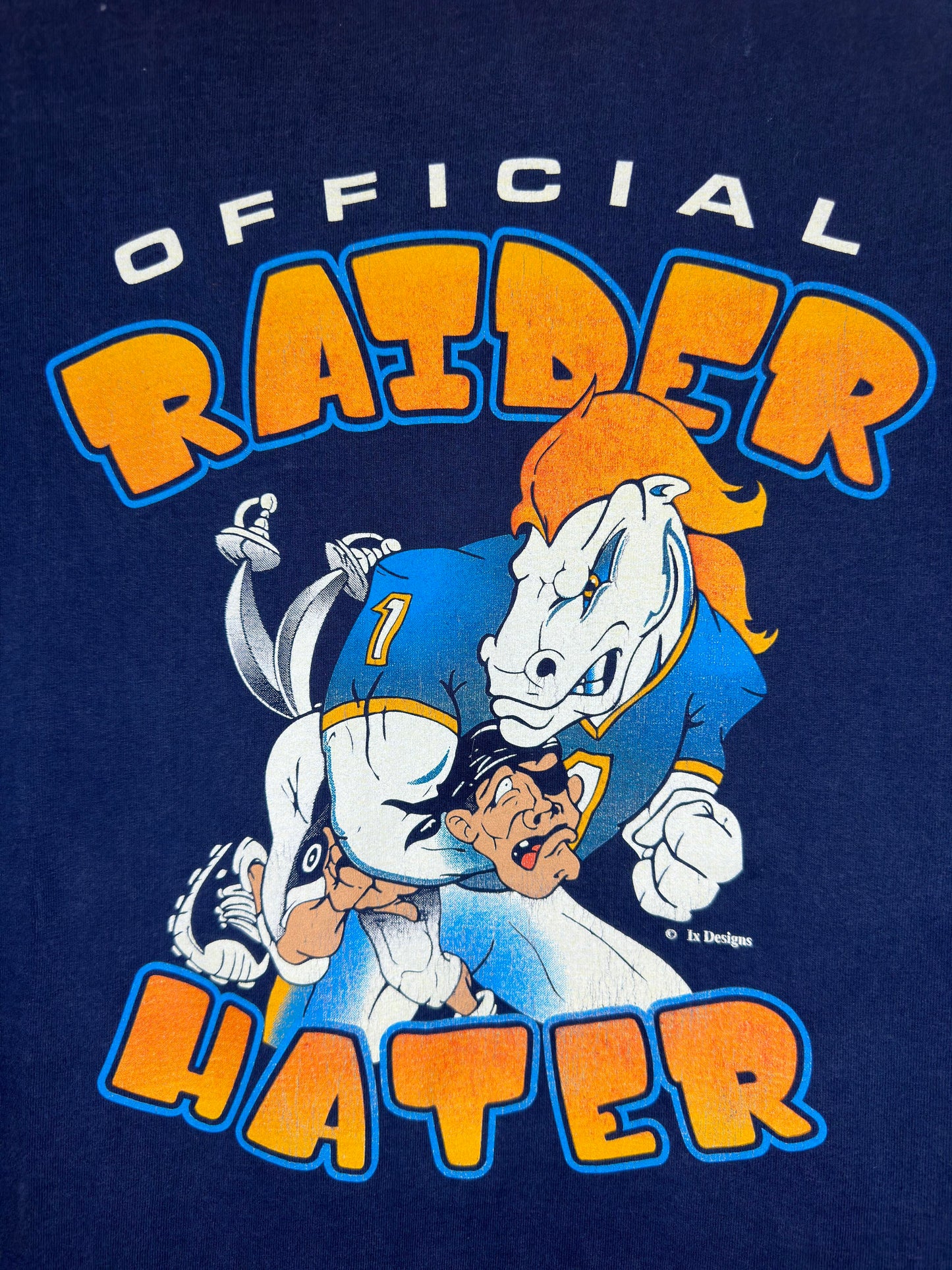 Y2K x Fruit of the Loom x lx Design x BRONCOS x Navy "Official Raider Hater" Graphic Tee - XXL