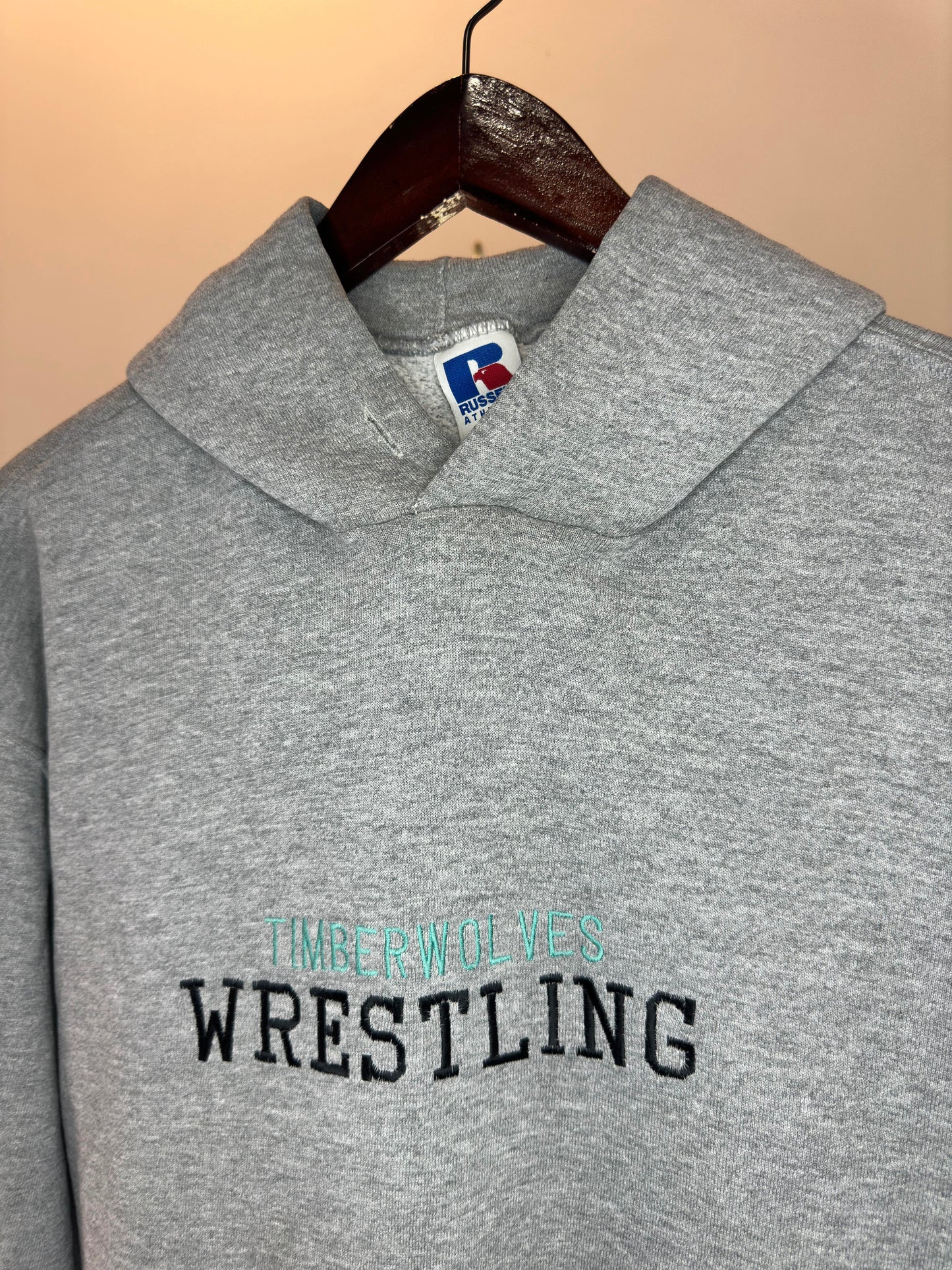 Y2K x Russell Athletics x Timberwolves WRESTLING x Grey Essential Pullover Hoodie - L