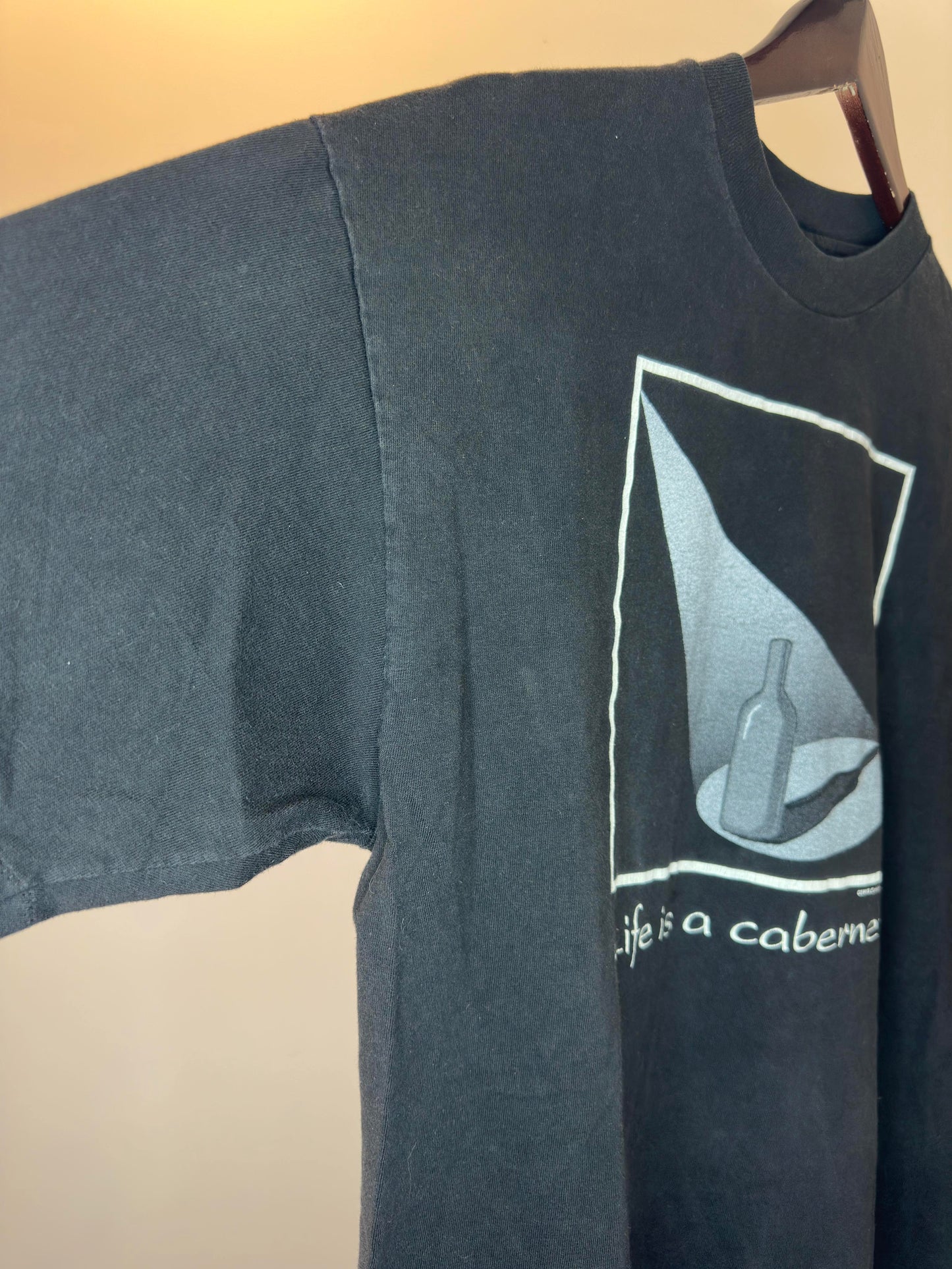 VTG x HANES x Chris's Stuff x Black Single Stitched "Life is a Cabernet" Graphic Tee - L