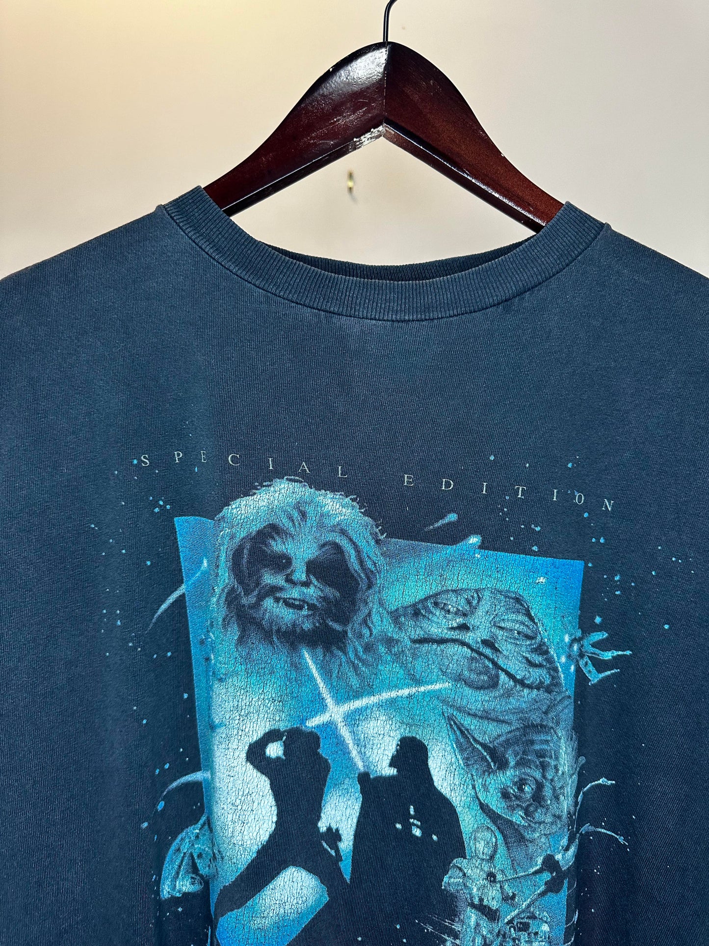 VTG x STAR WARS x Lucas Films x Return of the JEDI x Episode VI x Black Perfect Fade Tee - XL (Faded Tag)