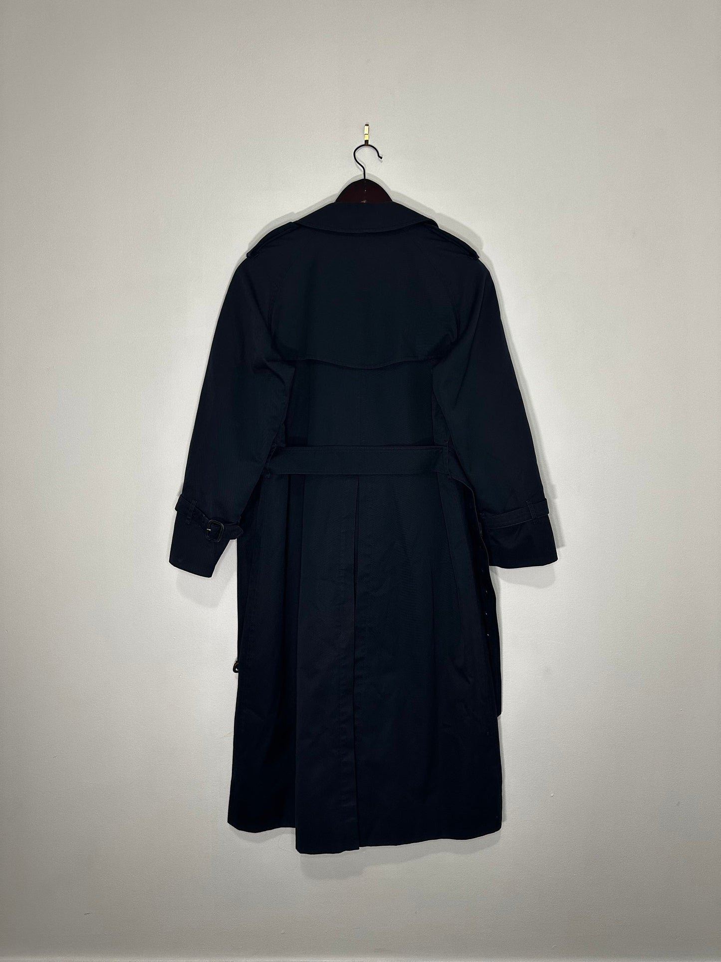 VTG x BURBERRY x 80's Burberry's Checkered Liner Navy Trench Coat  x - Women's 6 Petite