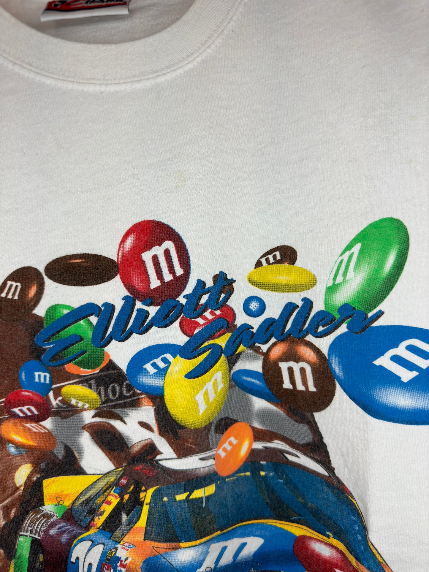 Y2K x Chase Authentics x NASCAR x M&M x Elliott Sadler Racing White Graphic Big Print Tee - M