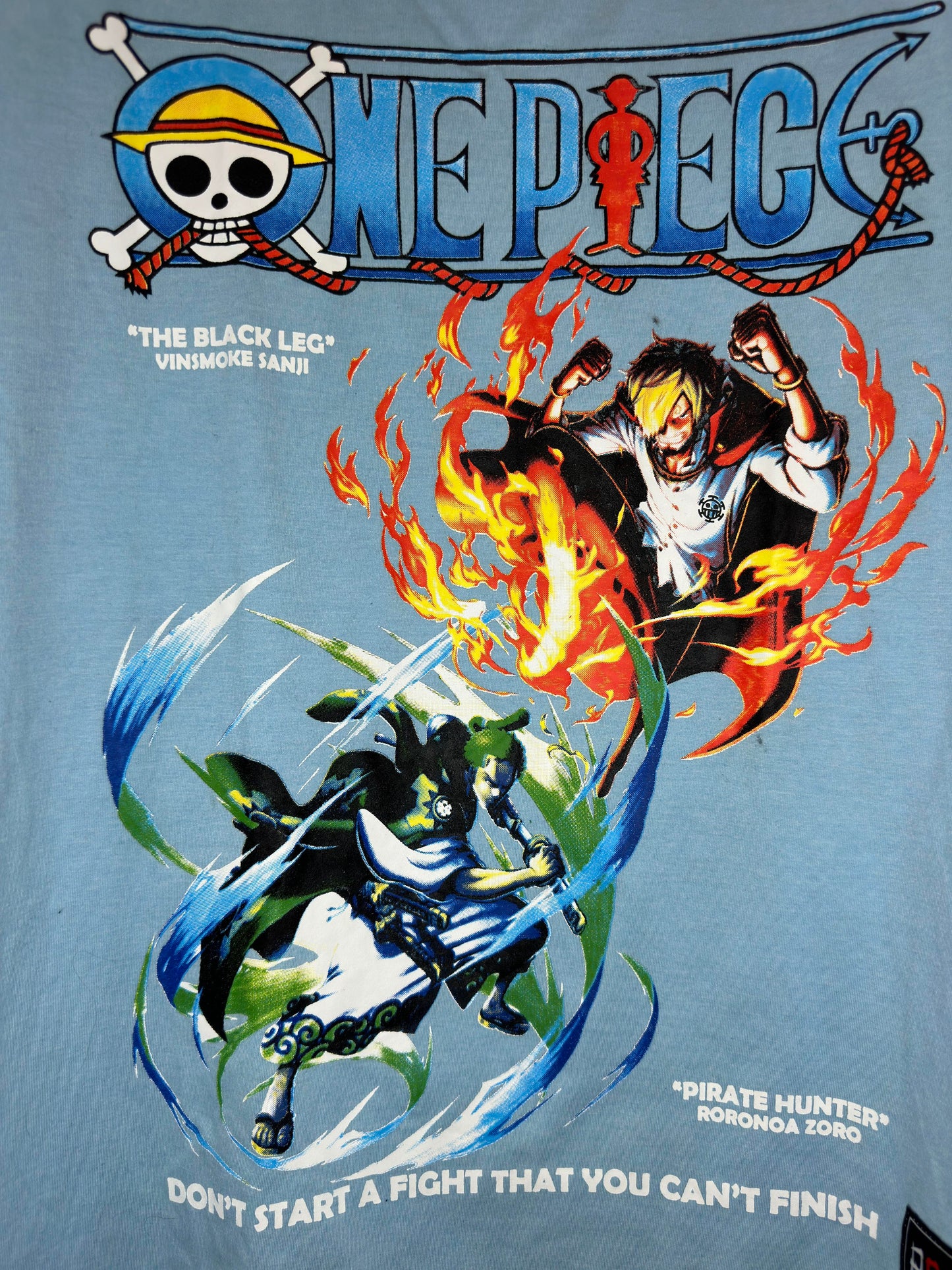 MODERN x One Piece x Zoro & Sanji Light Blue Graphic Tee - L