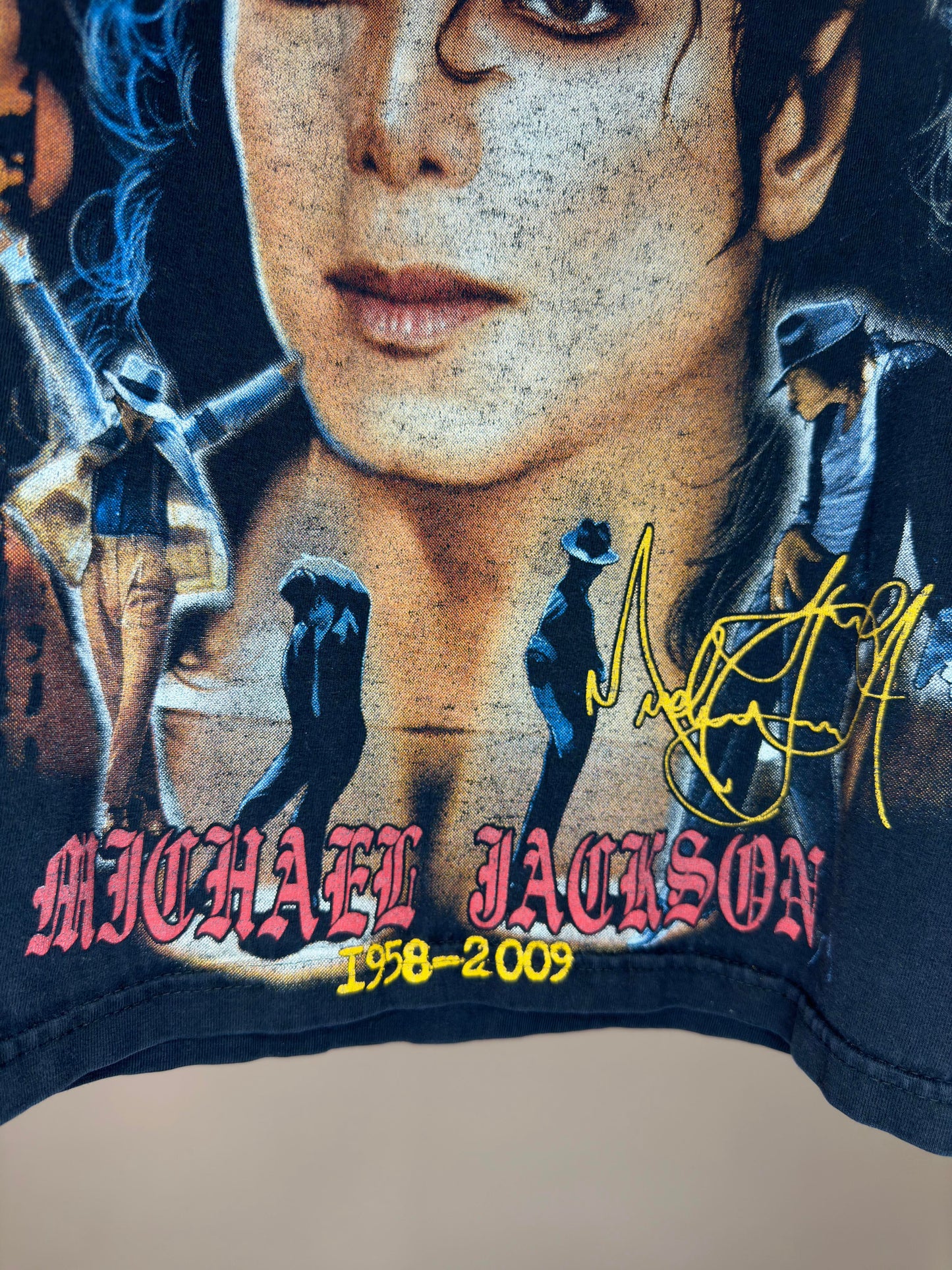 Y2K x Michael Jackson x King of Pop x Black Big Print Boot Graphic Tee - S (Fits Like XS)