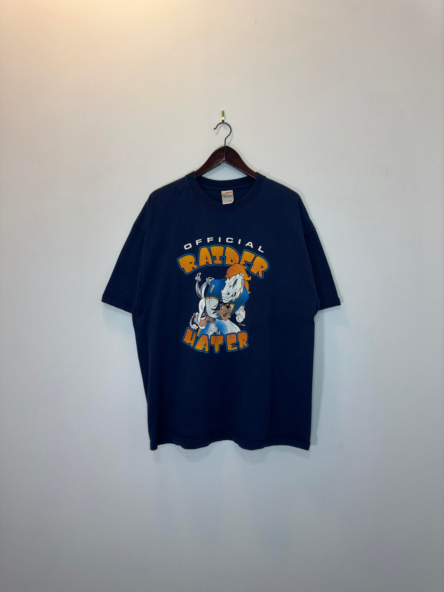 Y2K x Fruit of the Loom x lx Design x BRONCOS x Navy "Official Raider Hater" Graphic Tee - XXL