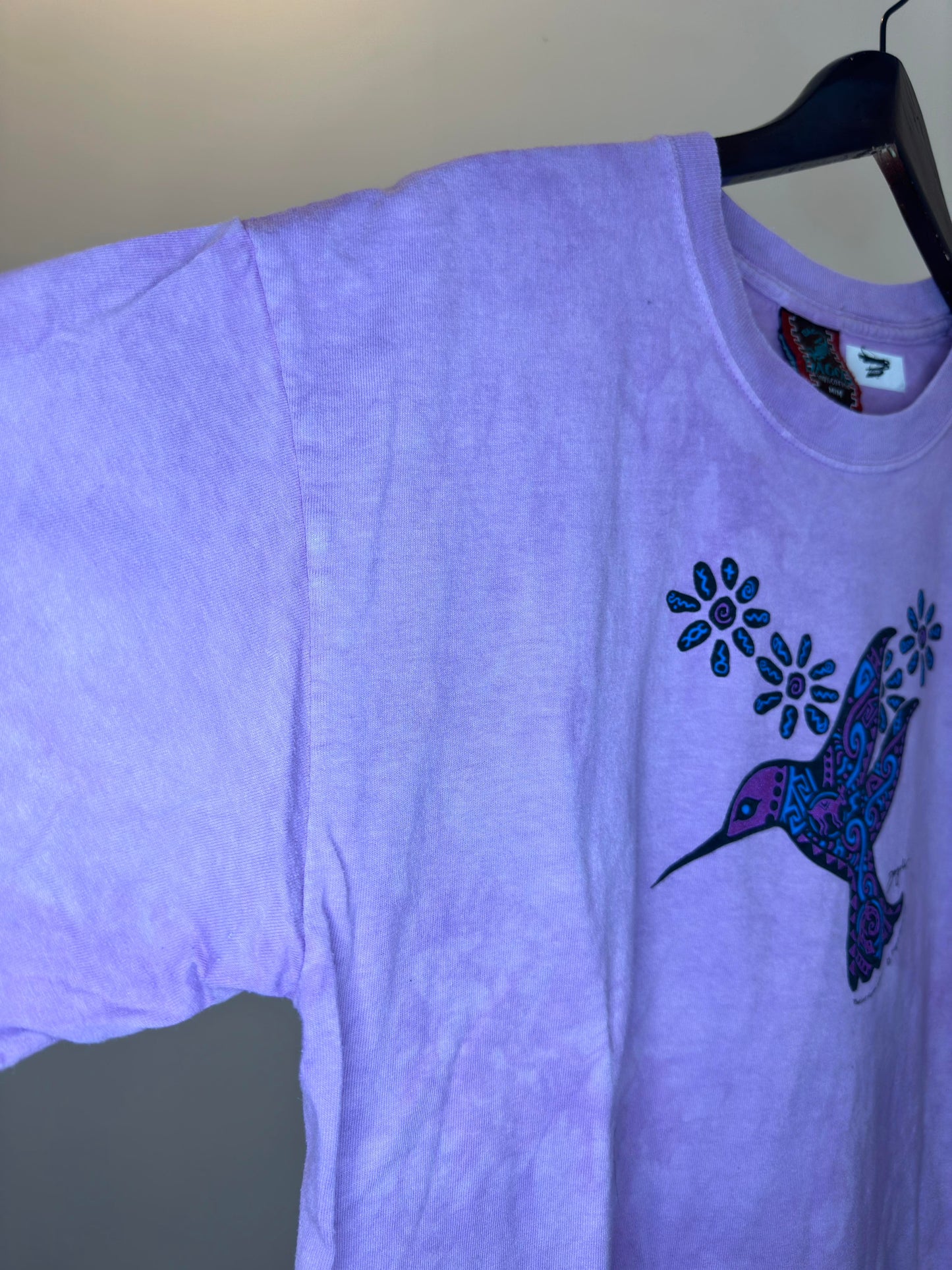 VTG x DAGOLI x Purple Tie-Dye "Radiant Humming Bird" Indigenous Style Graphic Tee - M