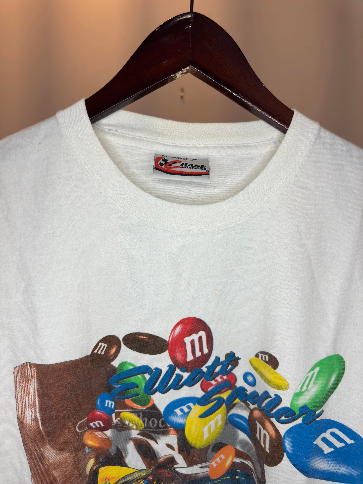 Y2K x Chase Authentics x NASCAR x M&M x Elliott Sadler Racing White Graphic Big Print Tee - M