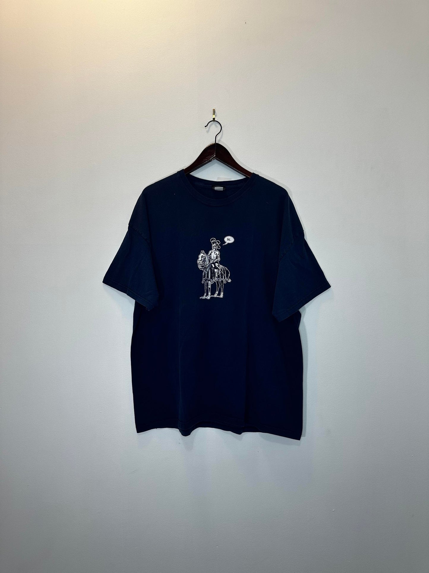 Y2K x JINX x RUNESCAPE x Navy Blue "Ni." Cavalry Graphic Tee - Faded Tag (XL/XXL)