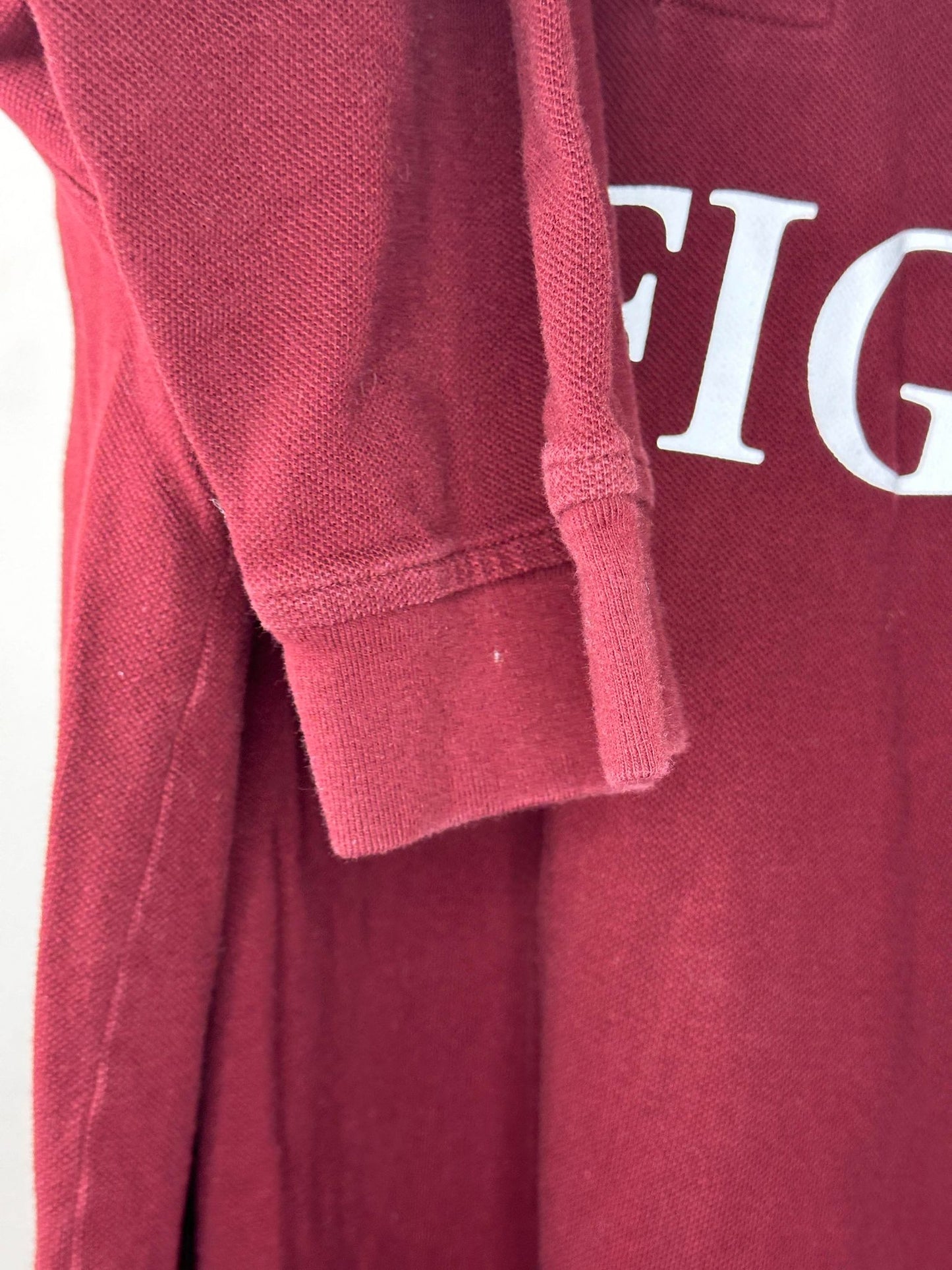 Tommy Hilfiger x Maroon Collared Long Sleeve Tee - XL