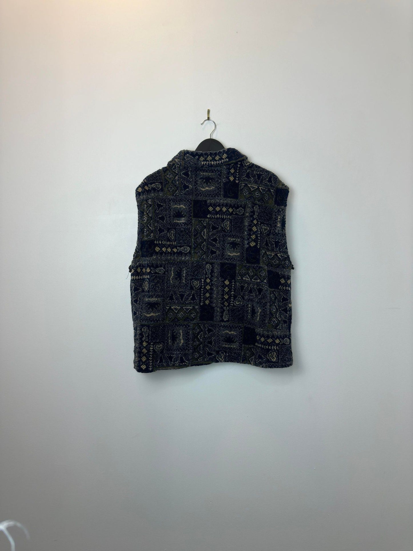 VTG x HORS LA LOI x Blue Pattern Fleece Outerwear Vest - M