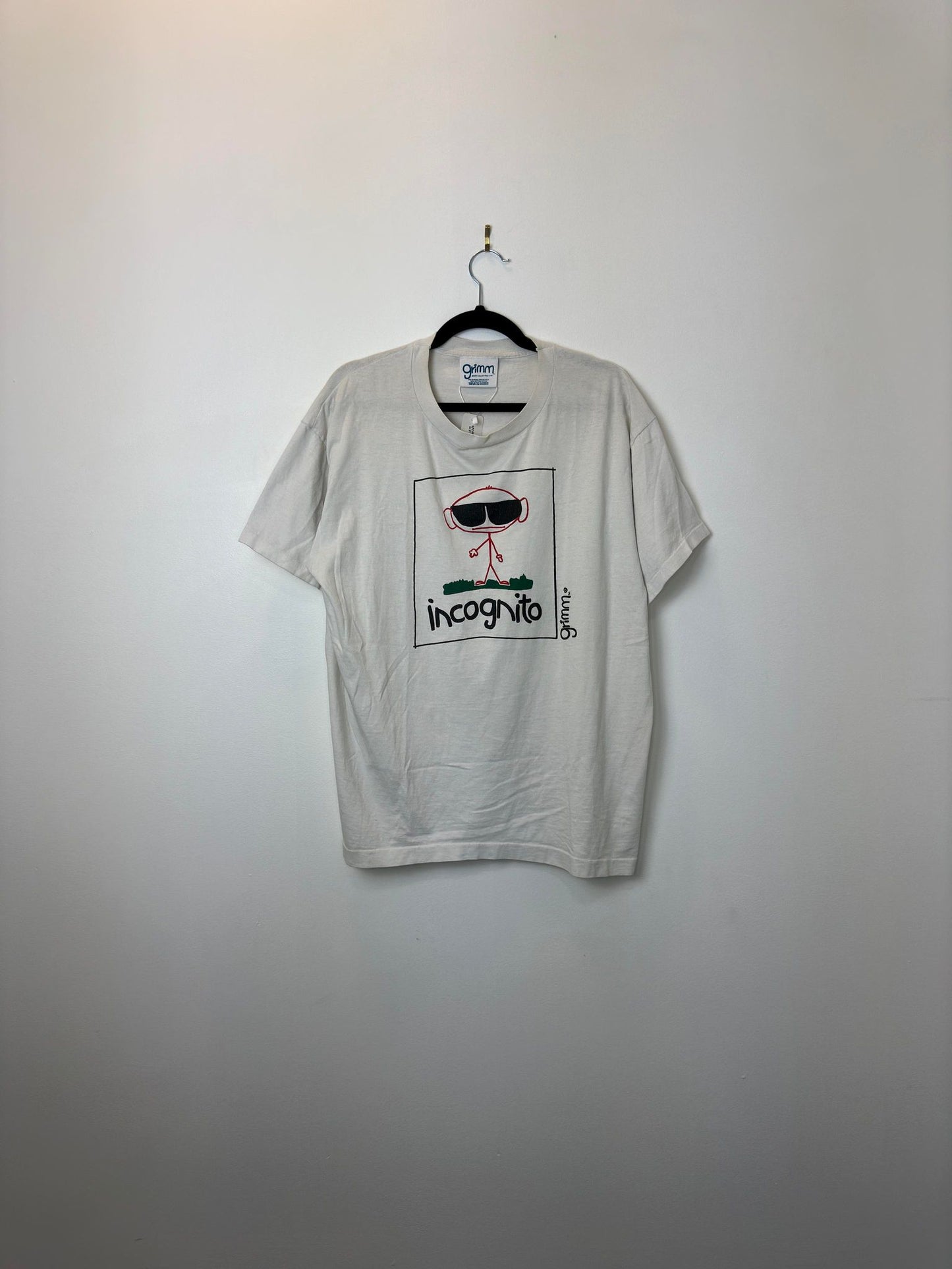 VTG x GRIMM x INCOGNITO x White Single Stitched Graphic Tee - One Size (L)