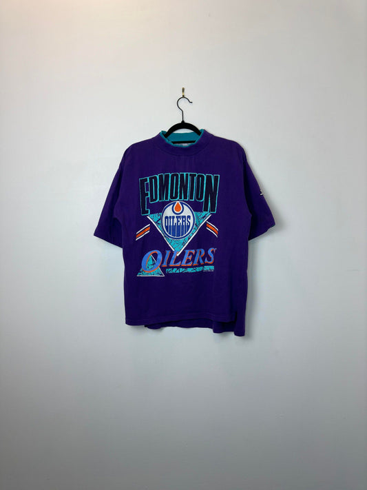 VTG x Softwear Athletics x NHL x Edmonton Oilers x Purple Blue Tie Dye Graphic Tee - M