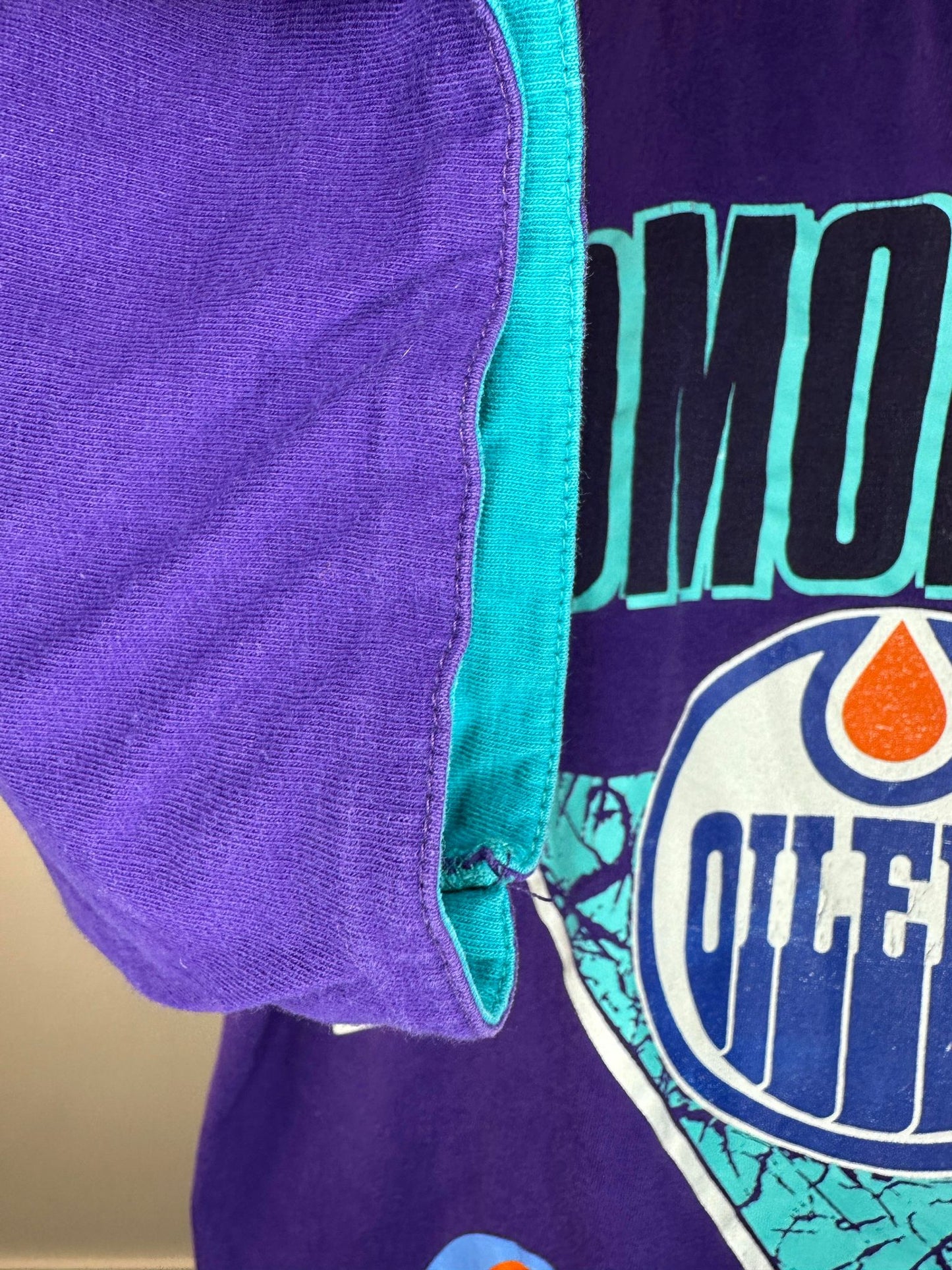 VTG x Softwear Athletics x NHL x Edmonton Oilers x Purple Blue Tie Dye Graphic Tee - M