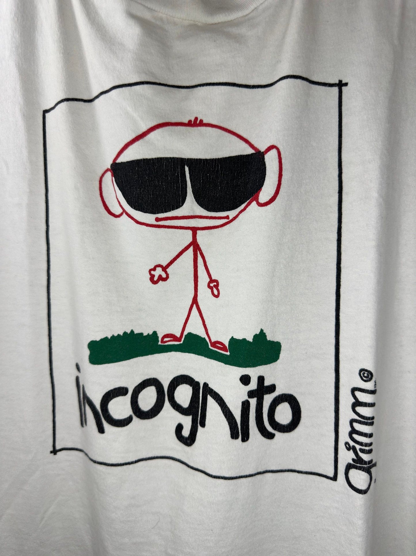 VTG x GRIMM x INCOGNITO x White Single Stitched Graphic Tee - One Size (L)