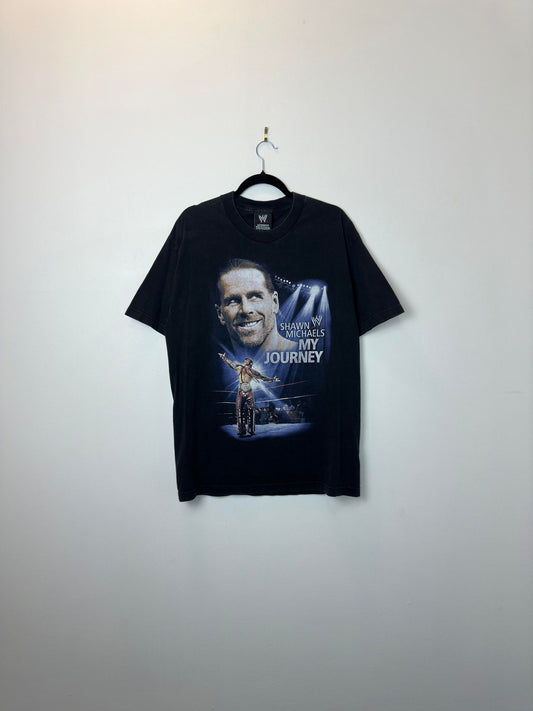 Y2K x WWE x Shawn Michaels x My Journey Movie Promo x Black Big Print Graphic Tee - L