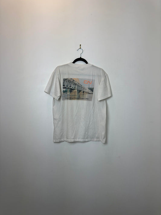 VTG x Canadian National Railway x Fraser River Bridge Project x White Single Stitched Graphic Tee - L