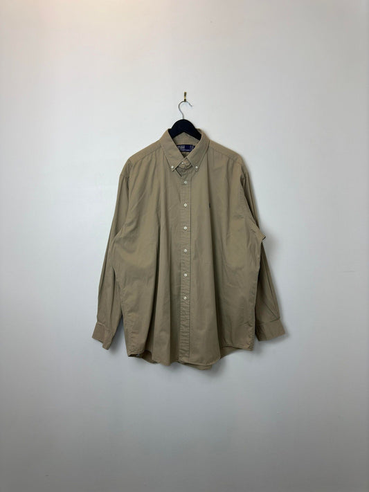 VTG x POLO x Ralph Lauren x Tan Collared Long Sleeve Button Up - XL