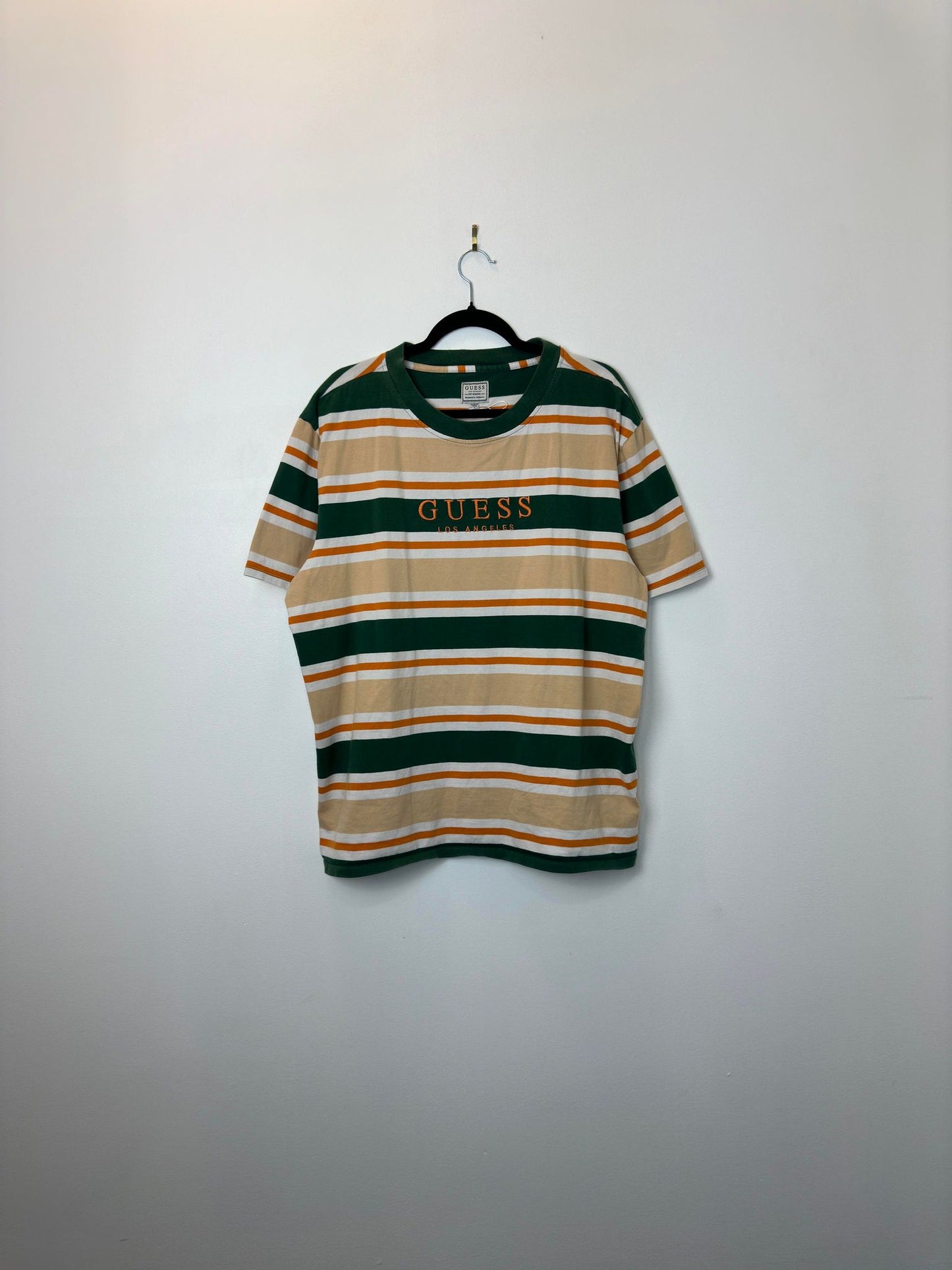 Guess Los Angeles x Green Orange Yellow Stripe Tee - L