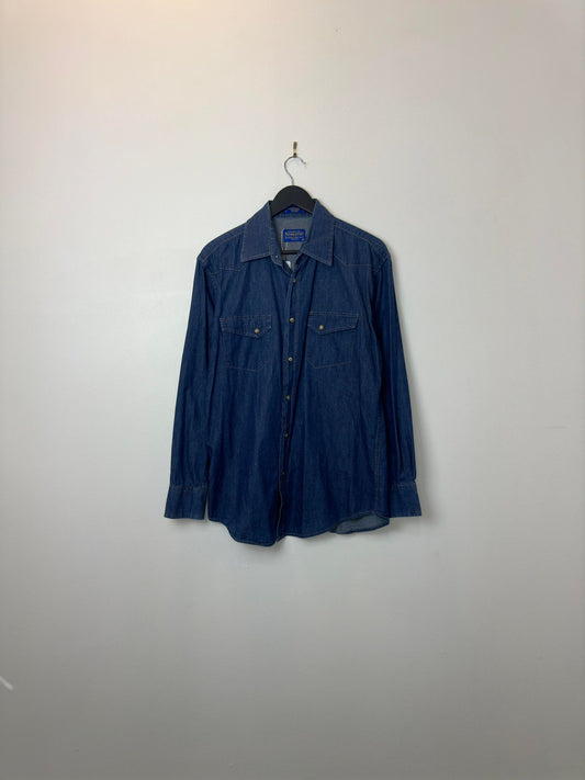 VTG x Pendleton x Blue Denim Western Long Sleeve Button Up - M