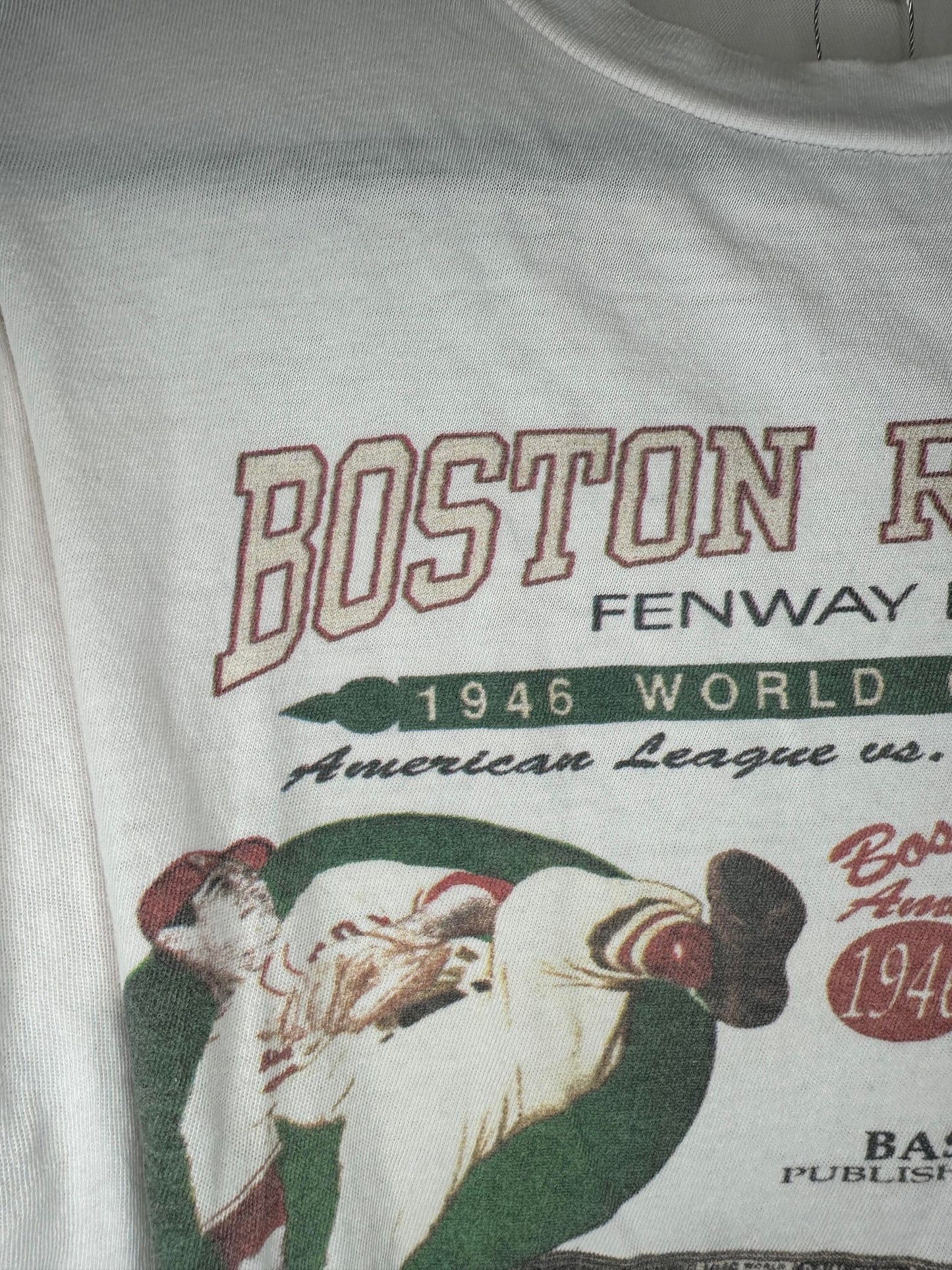 VTG x Basic Red Clothing x Boston Red Sox Fenway Park x 1945 World Champions x White Graphic Tee - XXL (Faded Tag)