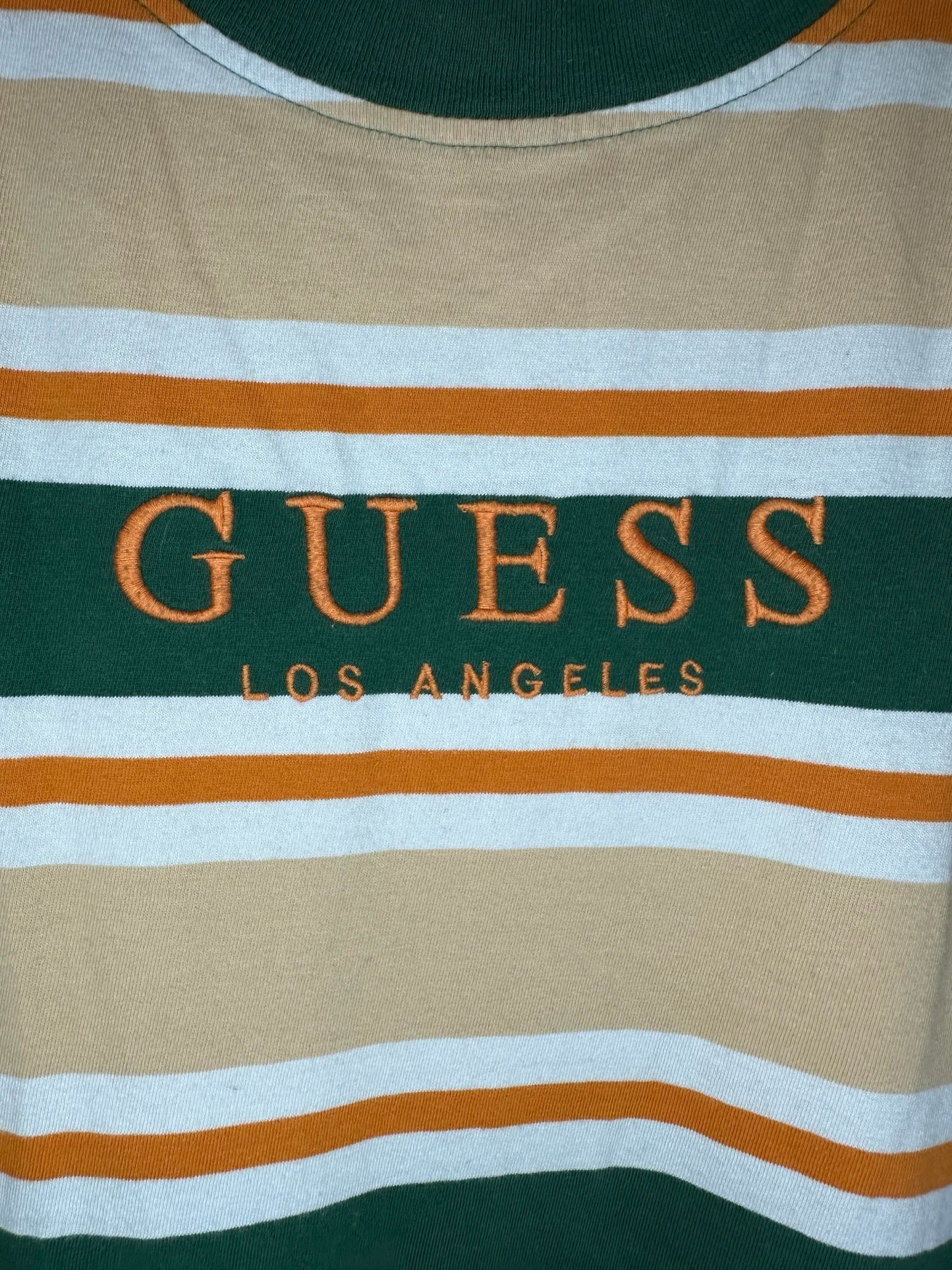 Guess Los Angeles x Green Orange Yellow Stripe Tee - L