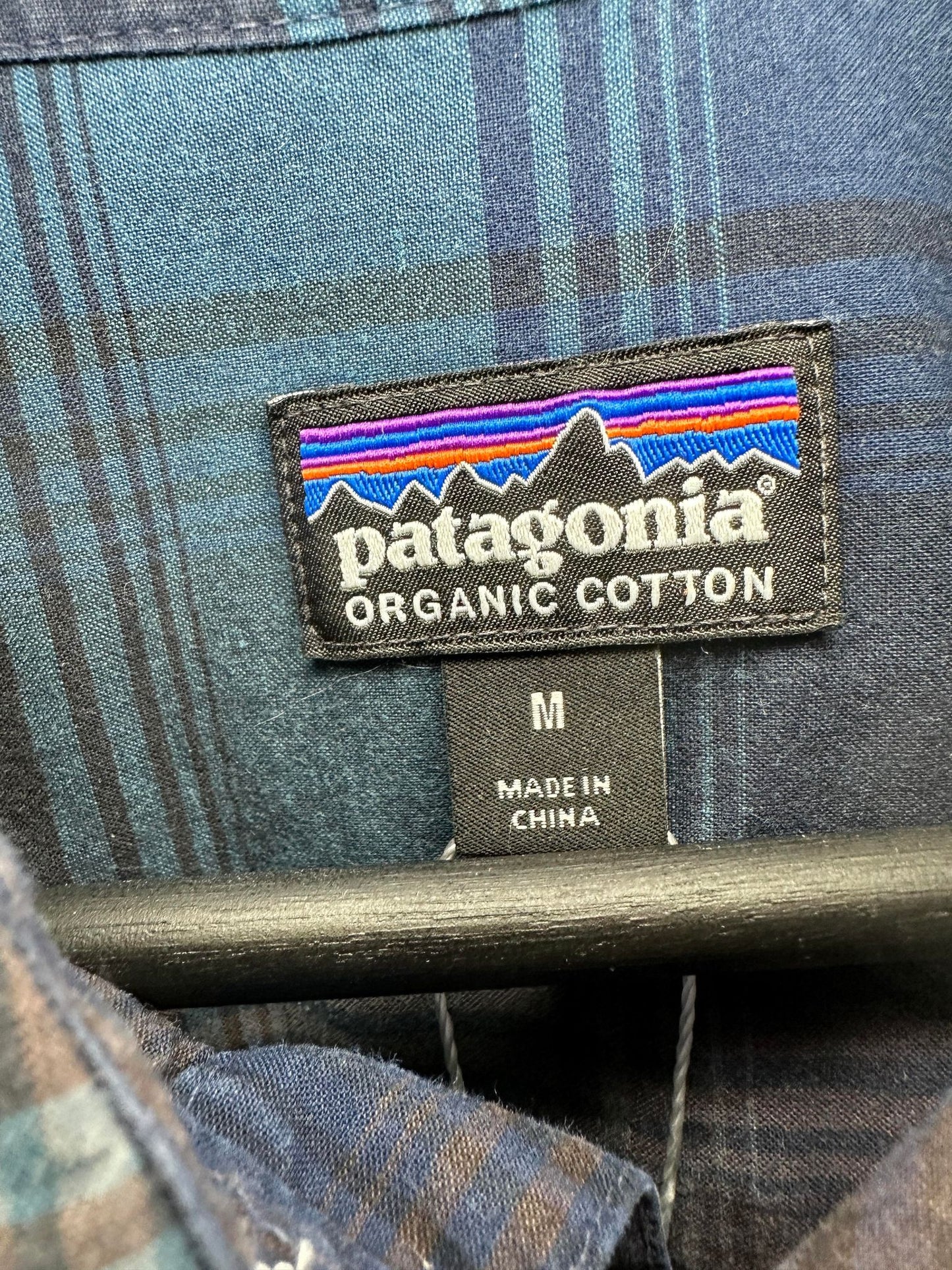 Patagonia x Blue Black Checkered Long Sleeve Button Up - M