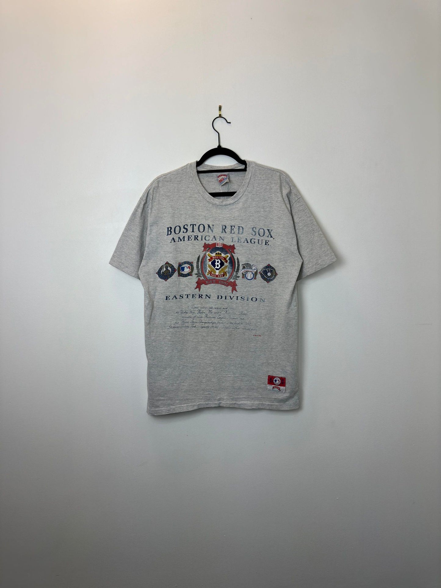 VTG x Nutmeg x MLB Eastern Division x CCM x Boston Red Sox x 92' Grey Single Stitched Graphic Tee - L